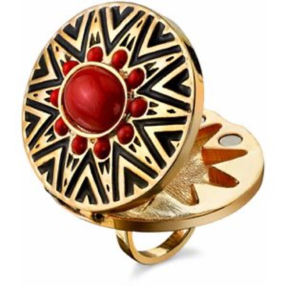🖤BLACK FRIDAY SALE🖤 HOUSE of HARLOW gold red locket statement ring 5